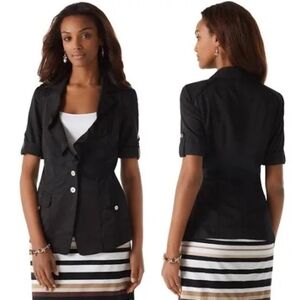 white house black market - short sleeve utility blazer with ruffled lapel